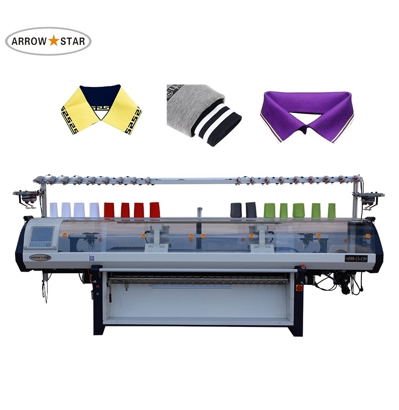 New model 80 inch double carriage double head collar knitting machine make letter and word collar